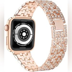 Apple Watch 38mm-45mm Bling Diamond Metal Strap with Diamond Case - rose gold